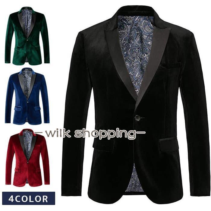 テーラードジャケット メンズ ベロア ジャケット アウター メンズ