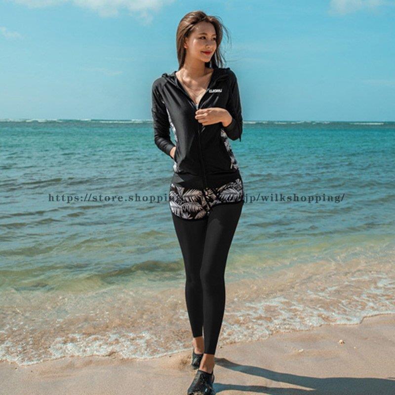 レディース 体型カバー 上下セット 水着 ラッシュガード ペアルック