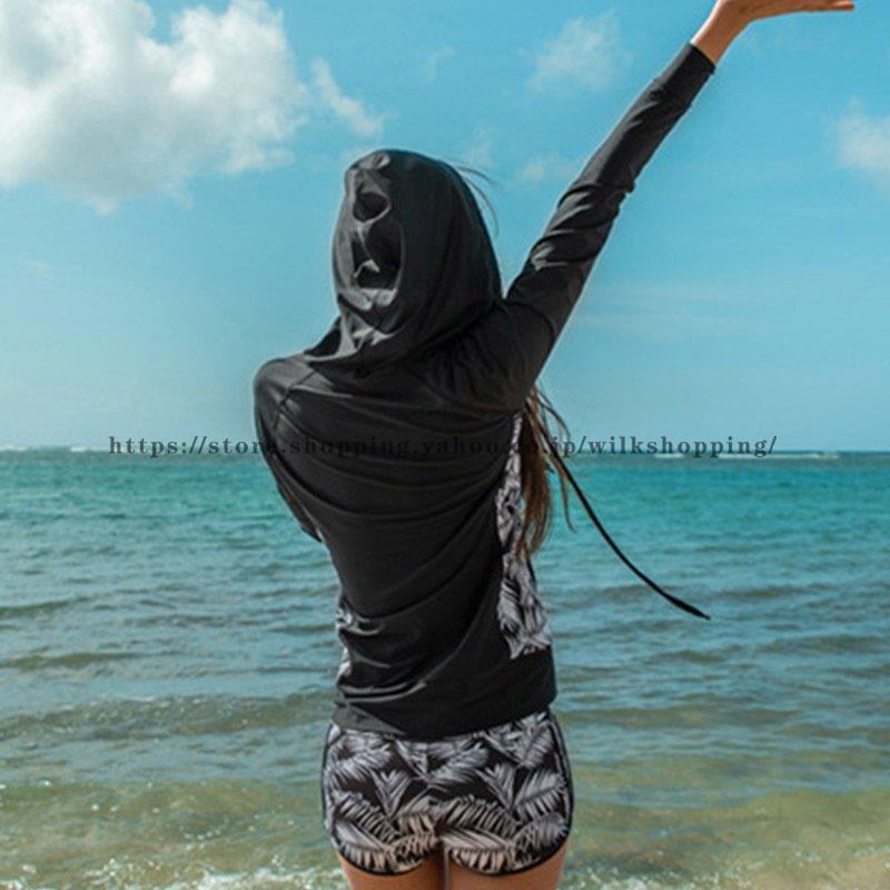 レディース 体型カバー 上下セット 水着 ラッシュガード ペアルック