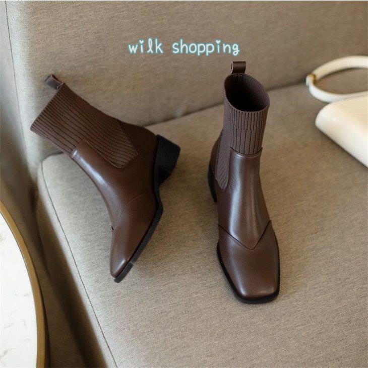 サイドゴア ブーツ ショートブーツ ローヒール 歩きやすい ミドルブーツ  韓国ファッション｜wilkshopping｜16