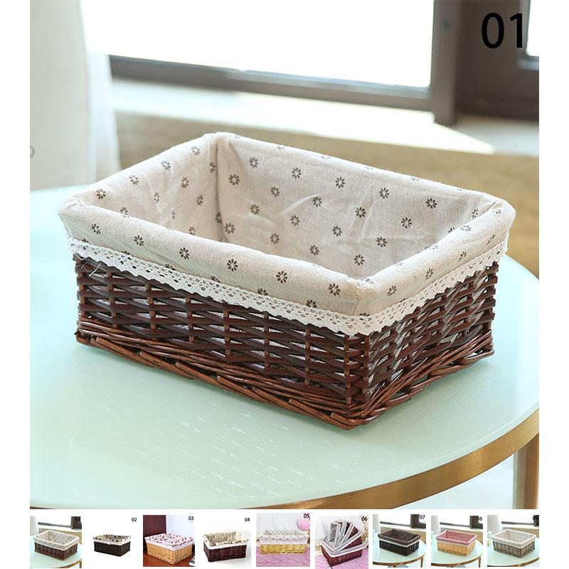 収納バスケット 編み 取っ手付き 裏地付き 収納かご カゴ 籠 小物入れ