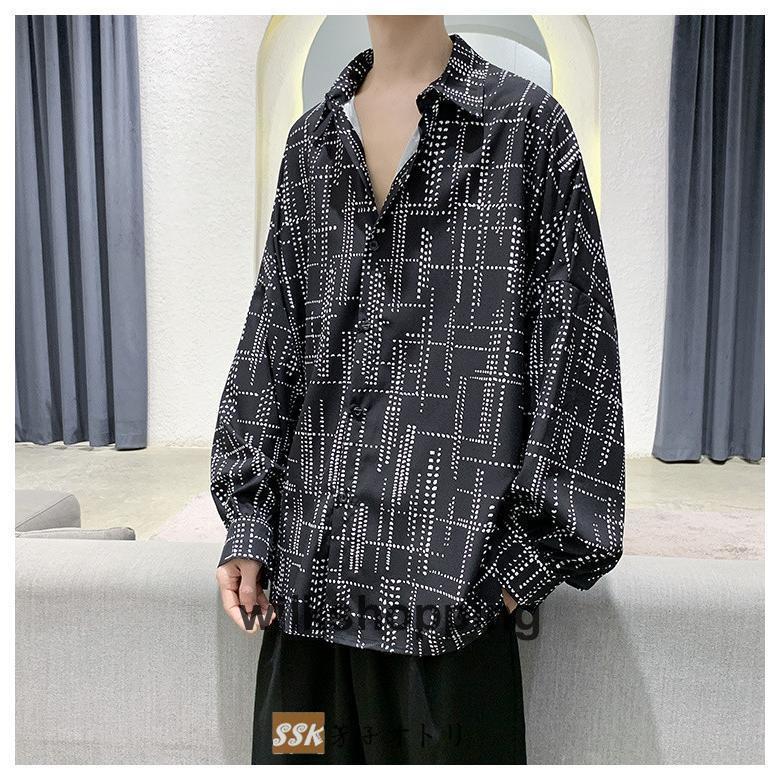 長袖シャツ ビッグシルエット シャツ メンズ 秋服 薄手 シ オシャレ オーバーサイズ ゆったり｜wilkshopping｜13