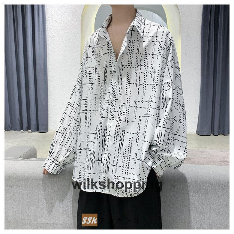 長袖シャツ ビッグシルエット シャツ メンズ 秋服 薄手 シ オシャレ オーバーサイズ ゆったり｜wilkshopping｜07