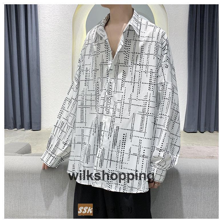 長袖シャツ ビッグシルエット シャツ メンズ 秋服 薄手 シ オシャレ オーバーサイズ ゆったり｜wilkshopping｜09