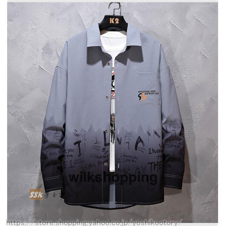 グラデーションシャツ カジュアルシャツ メンズ 長袖 シャツ 秋服 トップス メンズシャツ 柄シャツ おしゃれ｜wilkshopping｜08