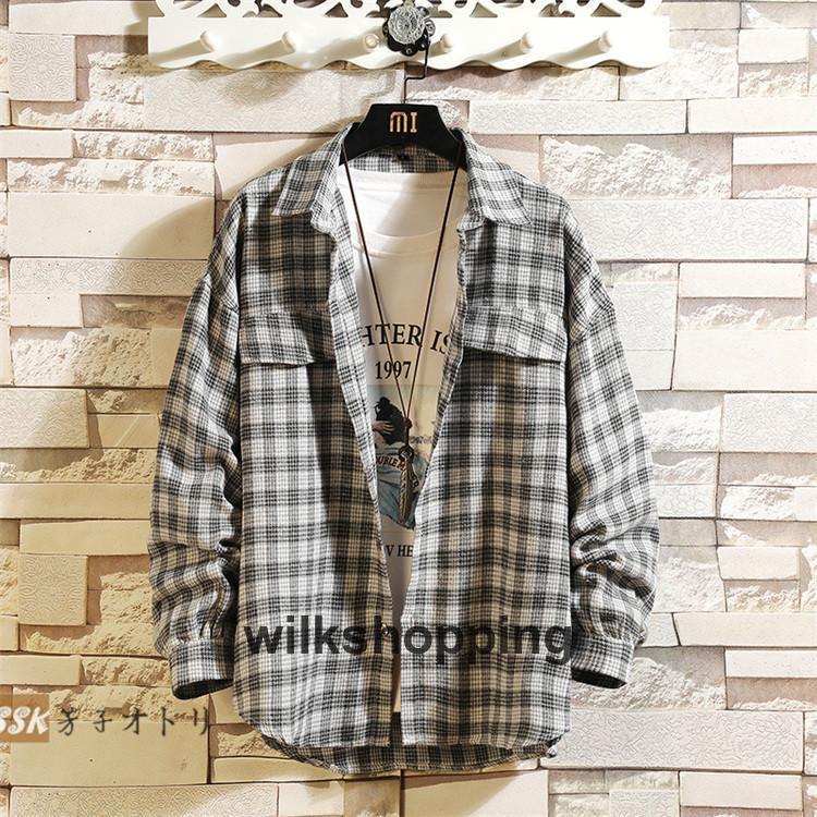 チェックシャツ メンズ カジュアルシャツ メンズシャツ オーバーシャツ 大きめ ネルシャツ 長袖シャツ 秋服 春物｜wilkshopping｜09