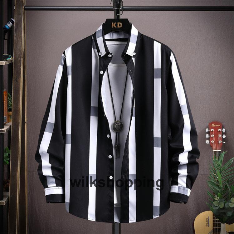 カジュアルシャツ メンズ 40代 50代 ボタンダウンシャツ ストライプシャツ スリム 紳士服 ビジネス お兄系 秋服2023 : wilk ...