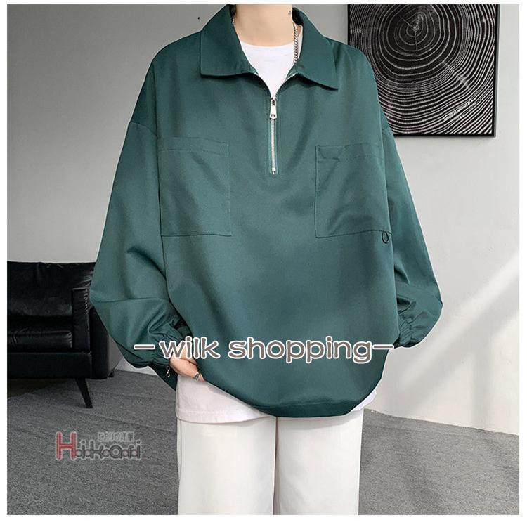 ジップアップ シャツ メンズ 長袖 プルオーバーシャツ ジップ