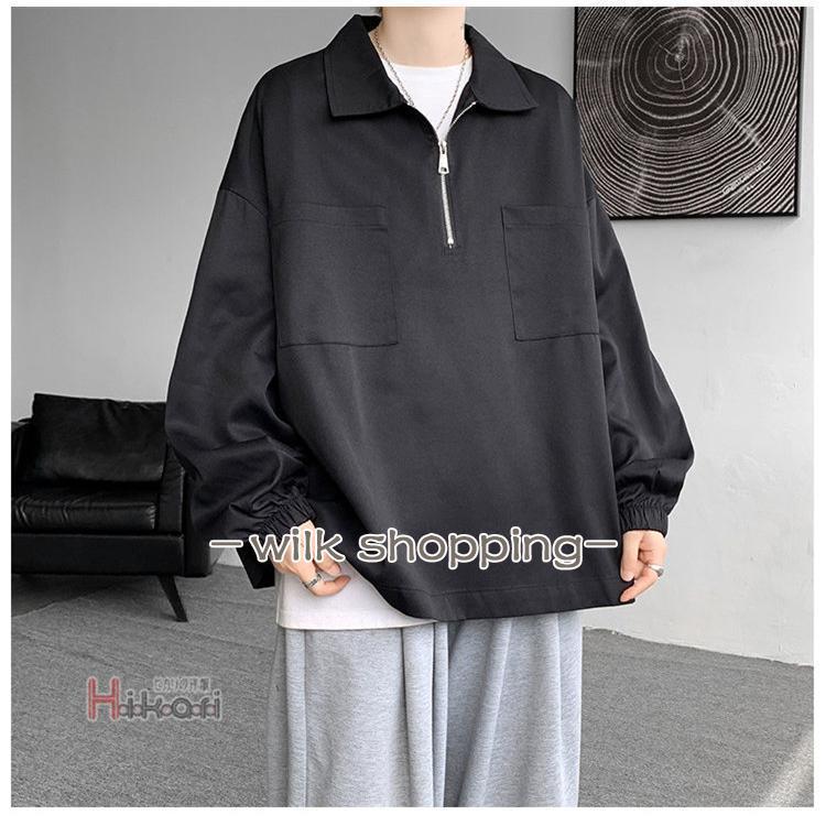 ジップアップ シャツ メンズ 長袖 プルオーバーシャツ ジップ