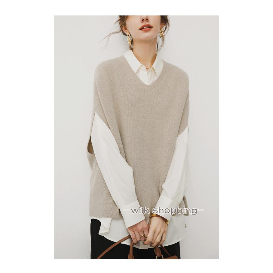 ニットベスト レディース 大きいサイズ ニット 40代 トップス ベスト V