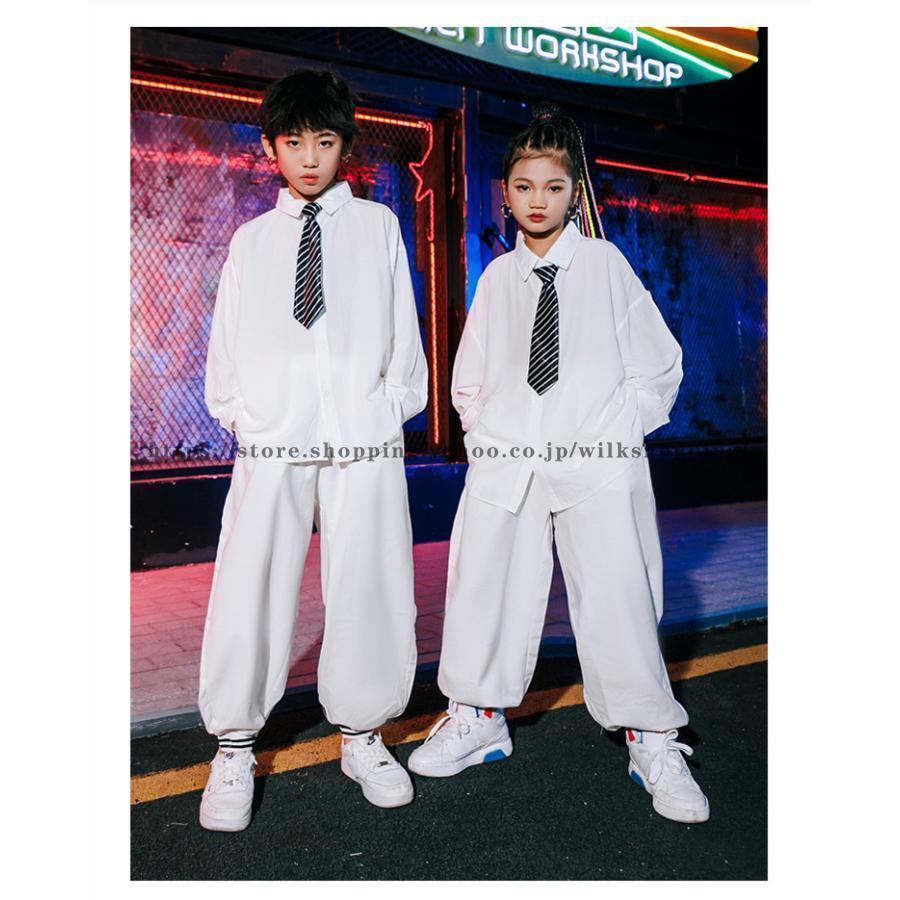 キッズダンス衣装 セットアップ ヒップホップ 無地シャツ 大きめ