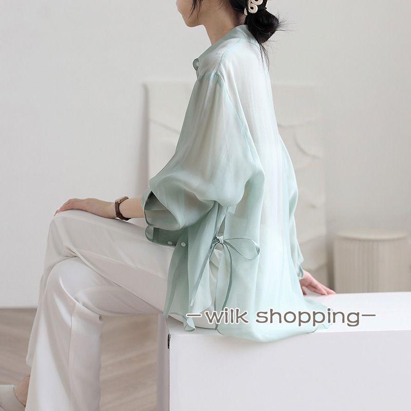 新品CIVARIZE7分袖シアーシャツ♡ワイヤー入り♡孔雀柄♡ロング丈♡はおり 美品】CIVARIZE シヴァーライズ 透けシフォンフラワーロング