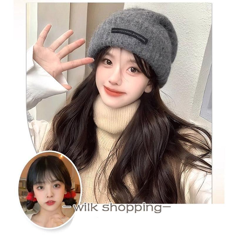 帽子ウィッグ ウィッグ 2way 女性 自然パーマ ロング ニット帽子