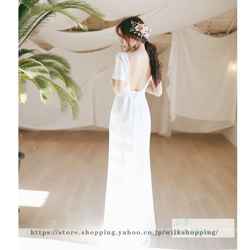 大特価品 ウエディングドレス 袖あり 結婚式 二次会 白 安い エンパイア 花嫁 フォトウエディング Aライン リゾートドレス 披露宴 後撮り 前撮り ビーチフォト トレーン 一流メーカー商品 Txfrontgate Com