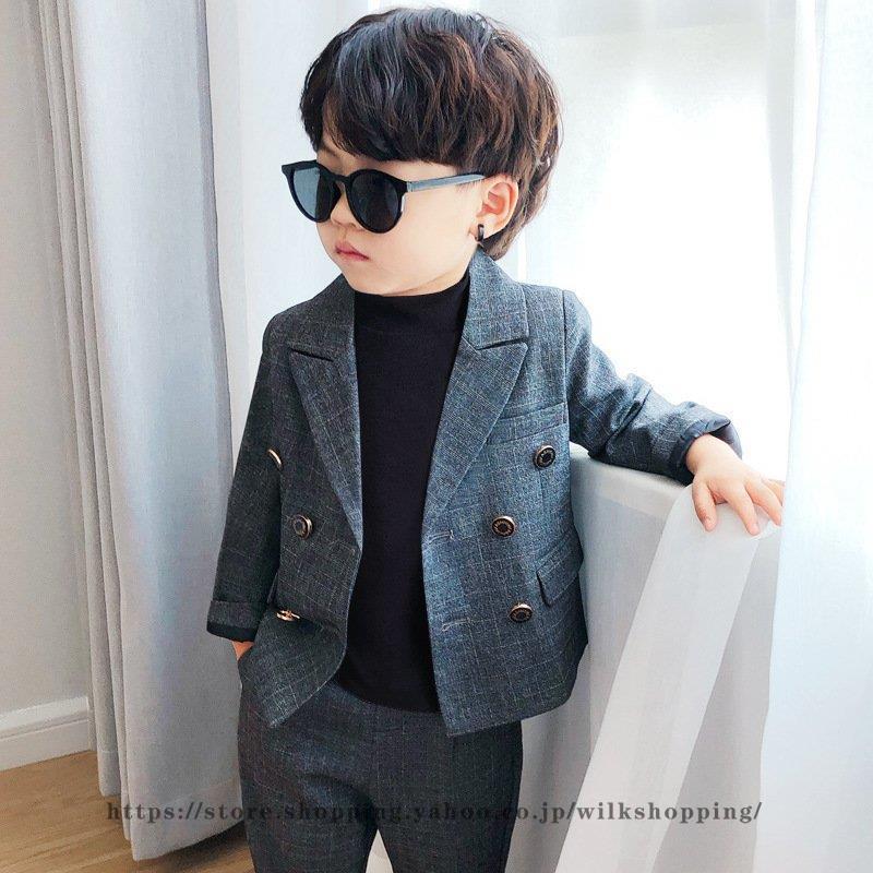 お洒落 卒業式 入学式 スーツ 男の子 100 110 1 130 140 ジャケット ズボン 細身 フォーマル 卒園式 入園式 子供スーツ 3点セット 海外輸入