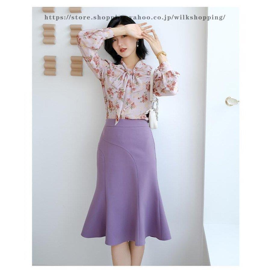 ブラウス トップス 花柄 シフォン とろみ オフィスカジュアル ビジネス