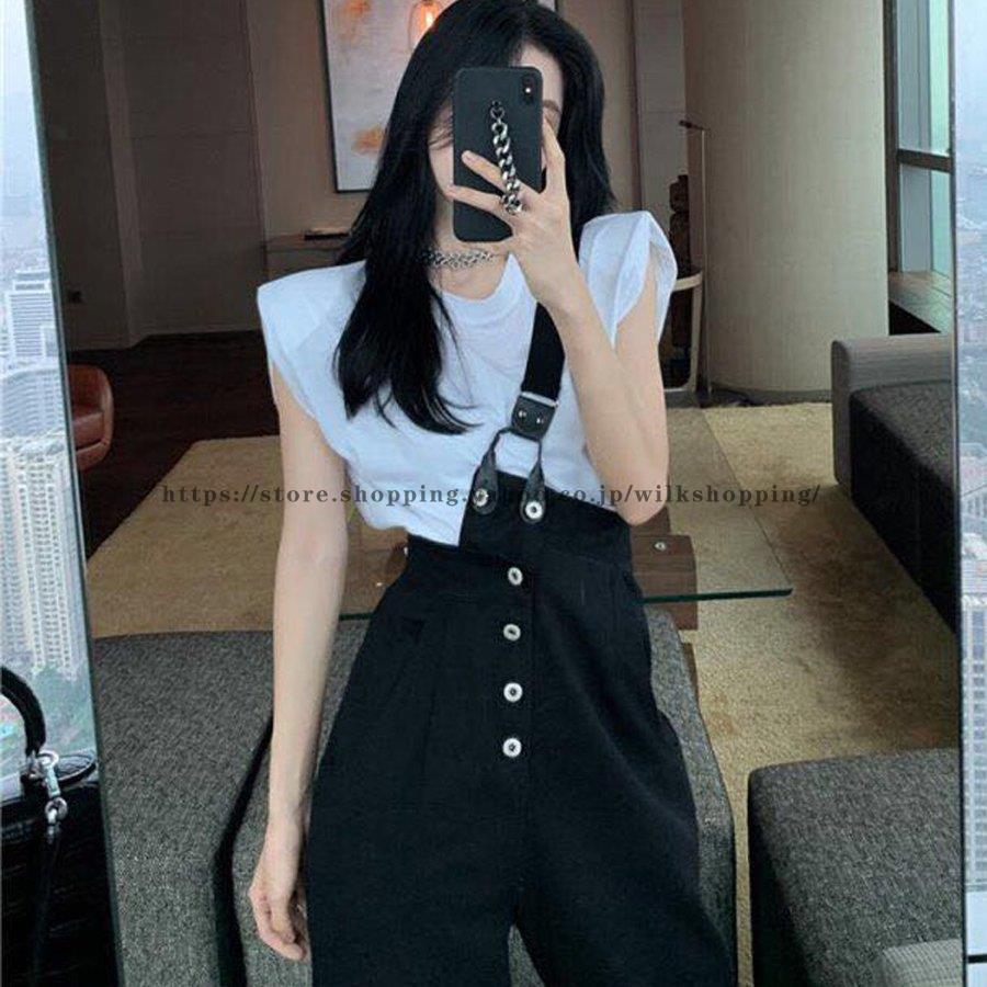 デニムパンツ レディース ハイウエスト サロペット デニムジーンズ