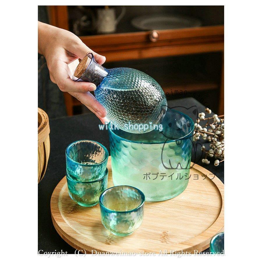 冷酒器セット 徳利 ガラス 6点セット ガラス酒器セット ゴールドライン