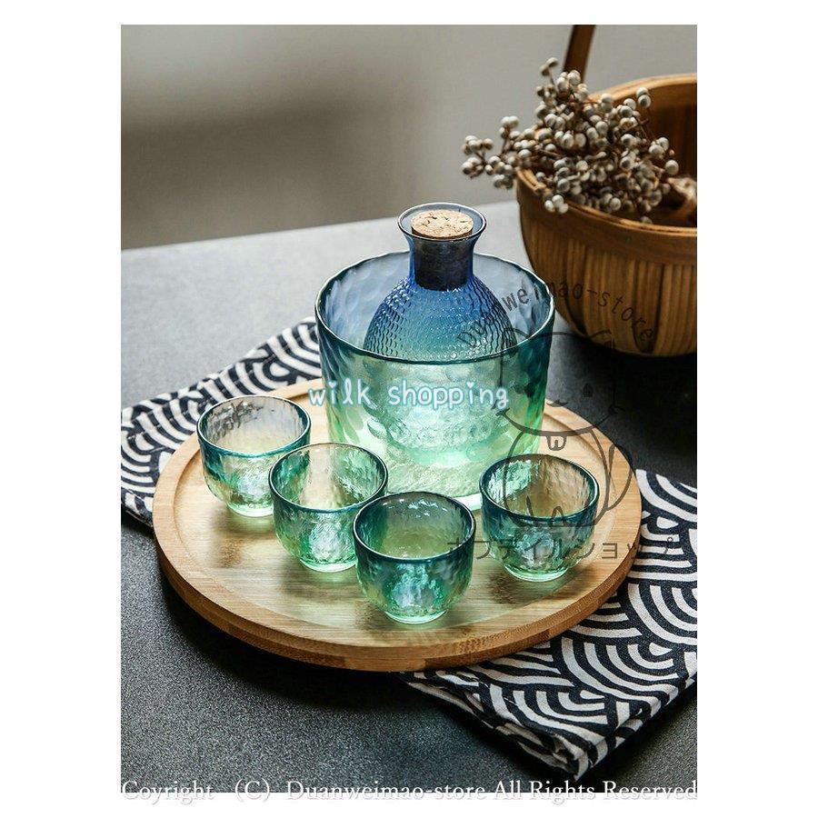 冷酒器セット 徳利 ガラス 6点セット ガラス酒器セット ゴールドライン