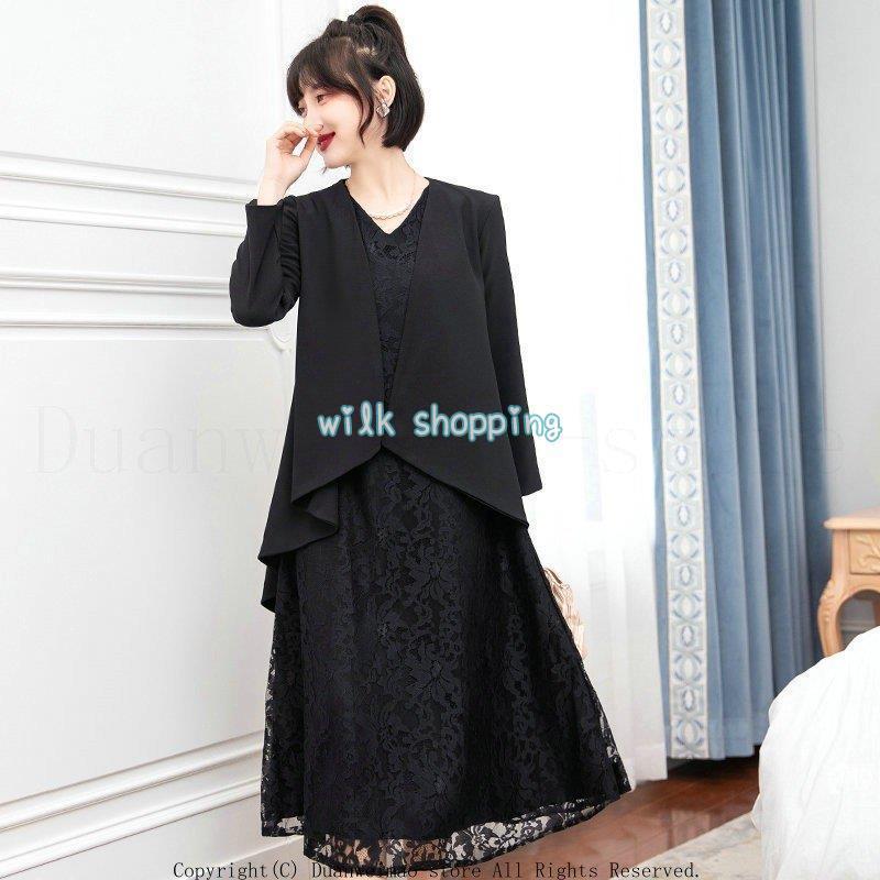 パーティードレス ボレロ ジャケット 二点セット 顔合わせ ショール 羽織 結婚式 ワンピース お呼ばれ フォーマル ミモレ丈 長袖 服装 ミセス 50代 40代 30代 | ブランド登録なし | 08