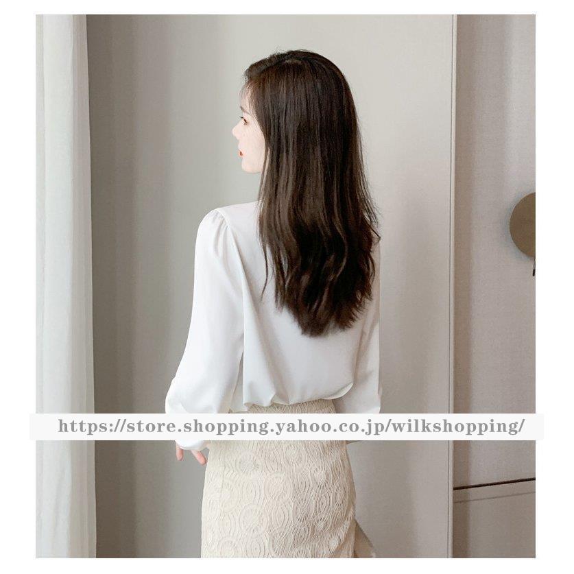 ホワイトシフォン長袖シャツ 楽天市場】シフォン シャツ ブラウス トップス プルオーバー 白シャツ
