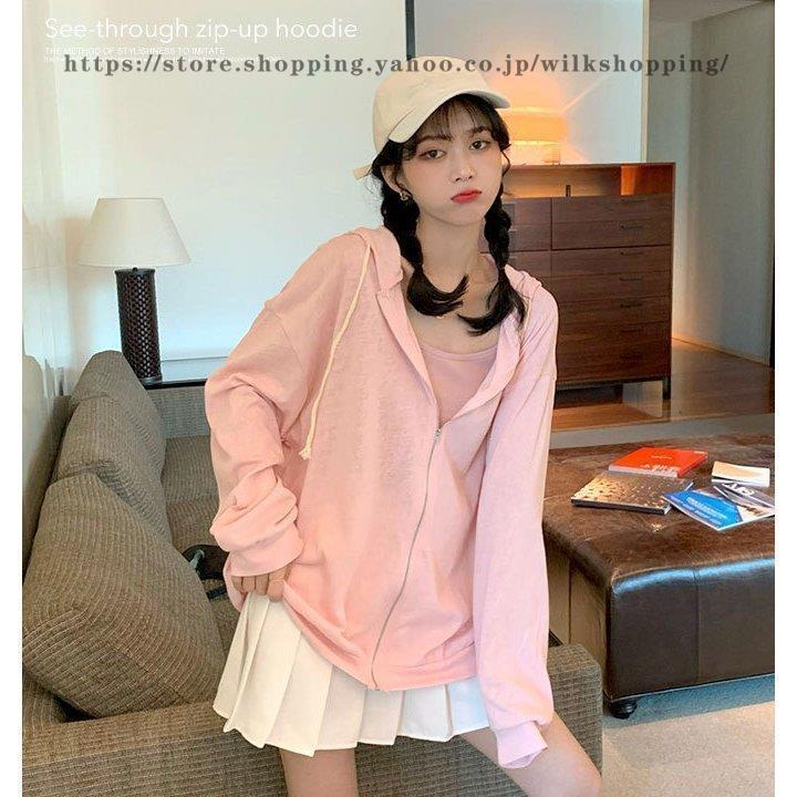 パーカー レディース 春 夏 薄手 おしゃれ 韓国 ジップ 大きめ Uv 長袖 涼しい シップパーカー Uvカット 可愛い 黒 白 Wike916 Cder1668 Wilk Shopping 通販 Yahoo ショッピング