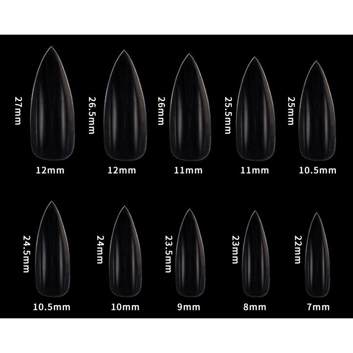 ネイルチップ アーモンド クリア 500枚セット （10サイズ×各50枚