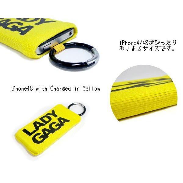 Lux Mobile Lady Gaga レディー・ガガ　Charged in Yellow - Universal Sock for iPhone 4S/4/ その他スマートフォン ケース　カラビナ付き 　イエロー　黄色｜will-be-mart｜03