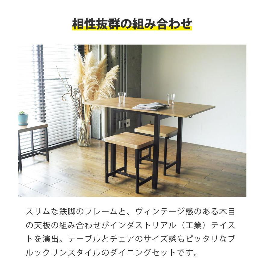 ダイニングテーブルセット チェア 3点セット 鉄脚 アイアン 鉄フレーム 