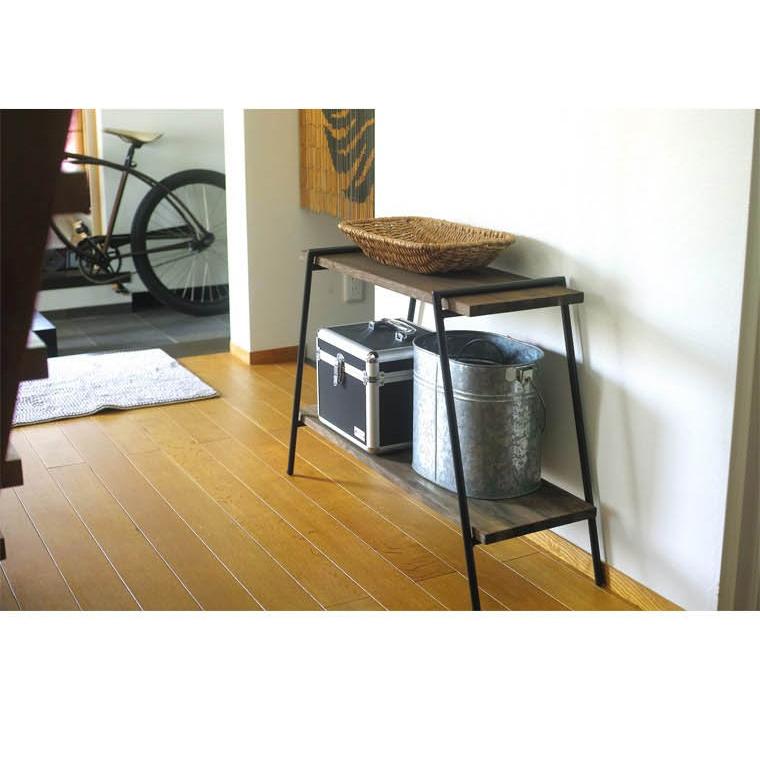アイアンラック 2段 天然木 パイン材 鉄脚 組み立て簡単 キャンプ 棚