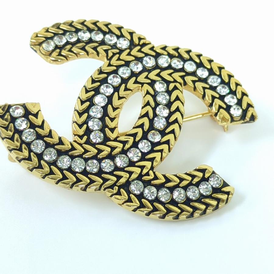 CHANEL（シャネル） ココマーク ラインストーン ブローチ ゴールド