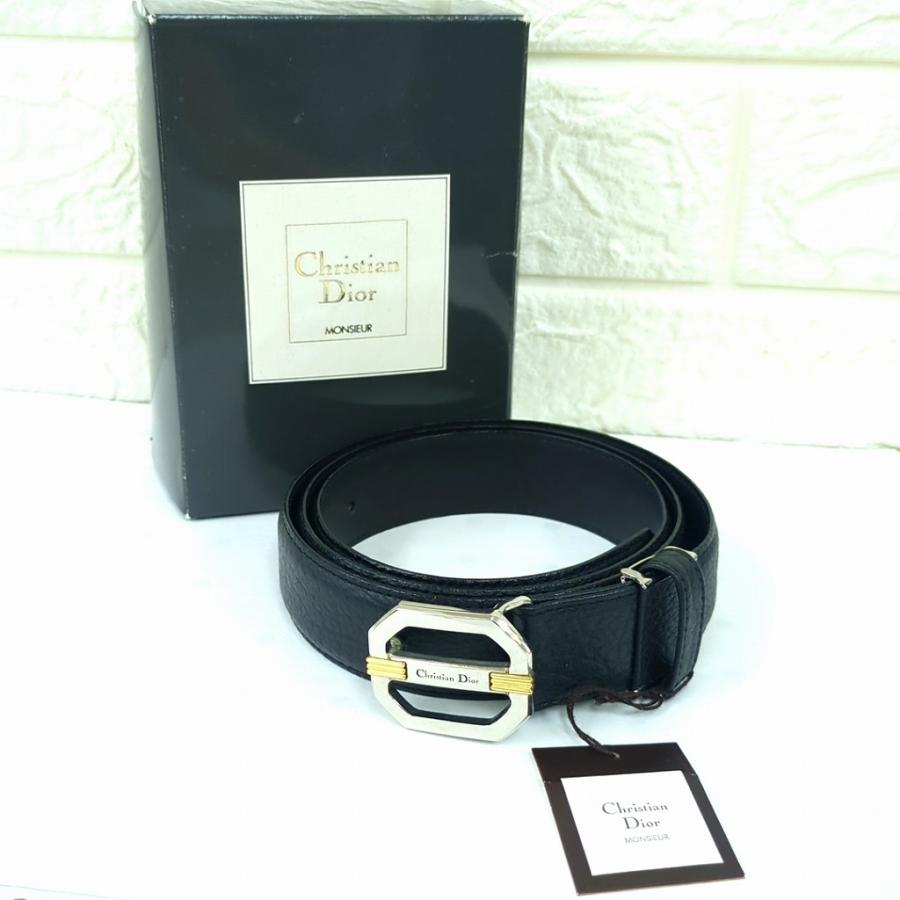 Christian Dior 黒 レザー ベルト d9 Christian Dior クリスチャン