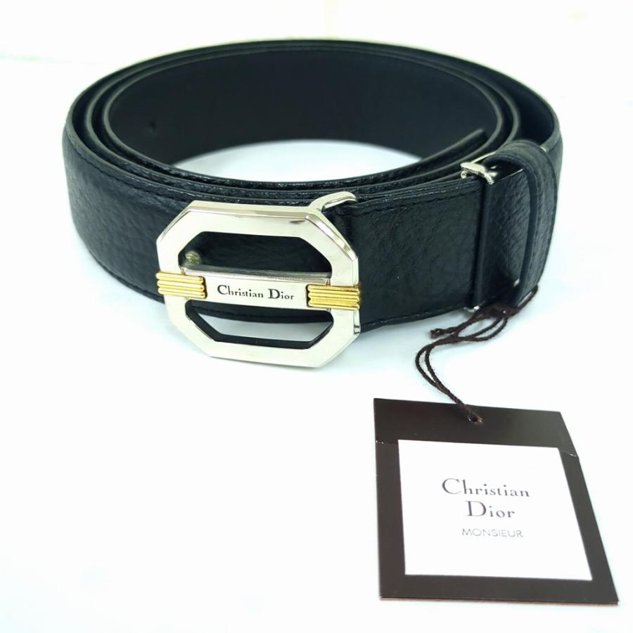 Christian Dior 黒 レザー ベルト d9 Christian Dior クリスチャン