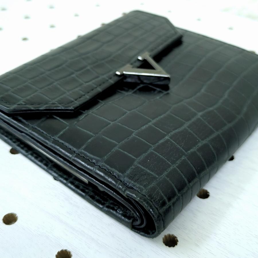 ヴァレンティノガラヴァーニ 二つ折り財布 がま口ポケットクロコダイル