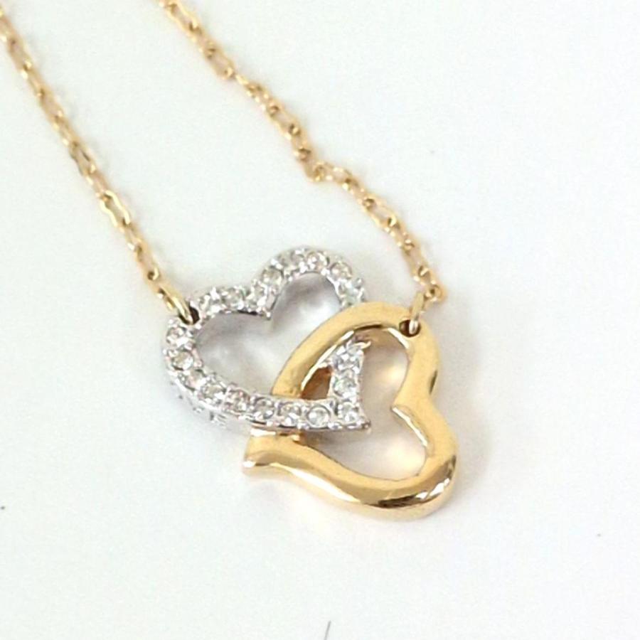 SWAROVSKI（スワロフスキー） ダブルハート ネックレス ラインストーン 