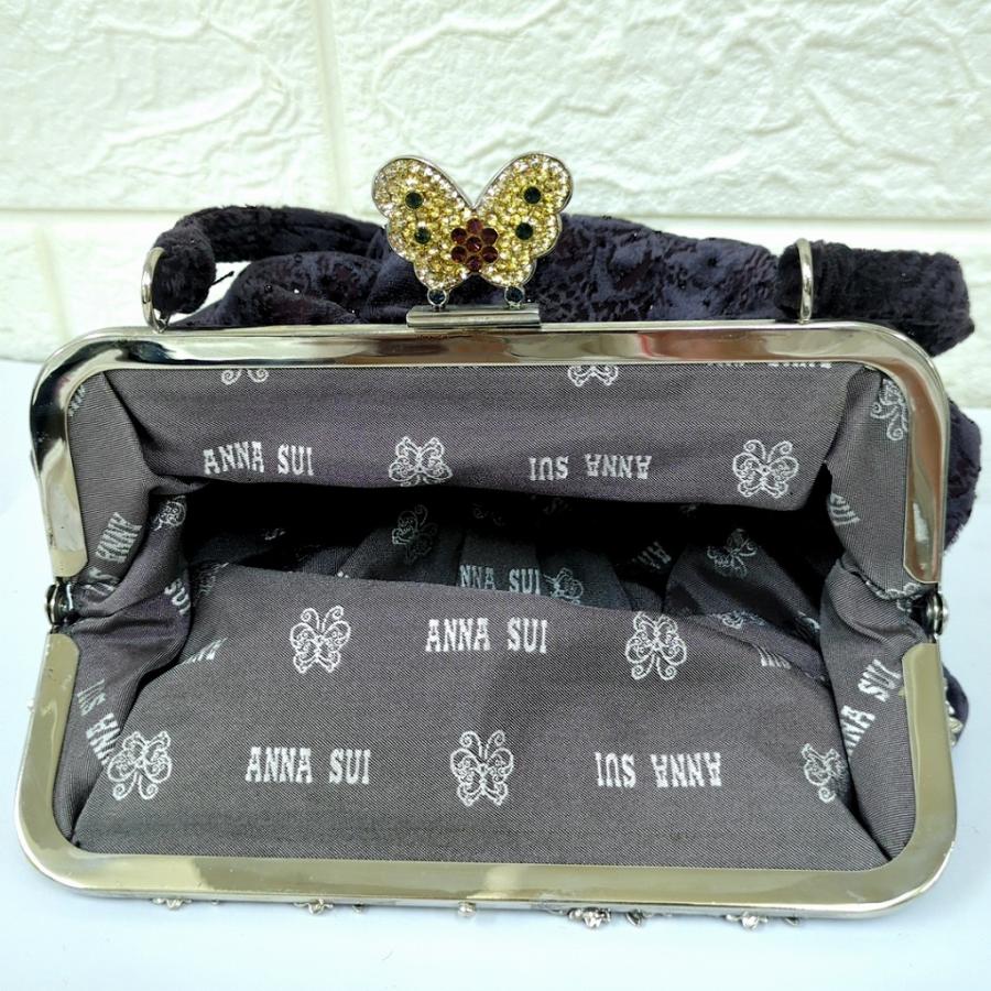ANNA SUI アナスイ ベロア ハンドバッグ がま口 蝶々 パーティーバッグ ANNA SUI アナスイ ベロア ハンドバッグ がま口 蝶々 パーティー