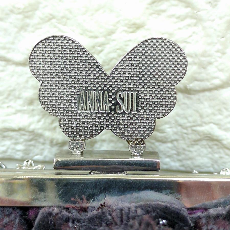 ANNA SUI アナスイ ベロア ハンドバッグ がま口 蝶々 パーティー