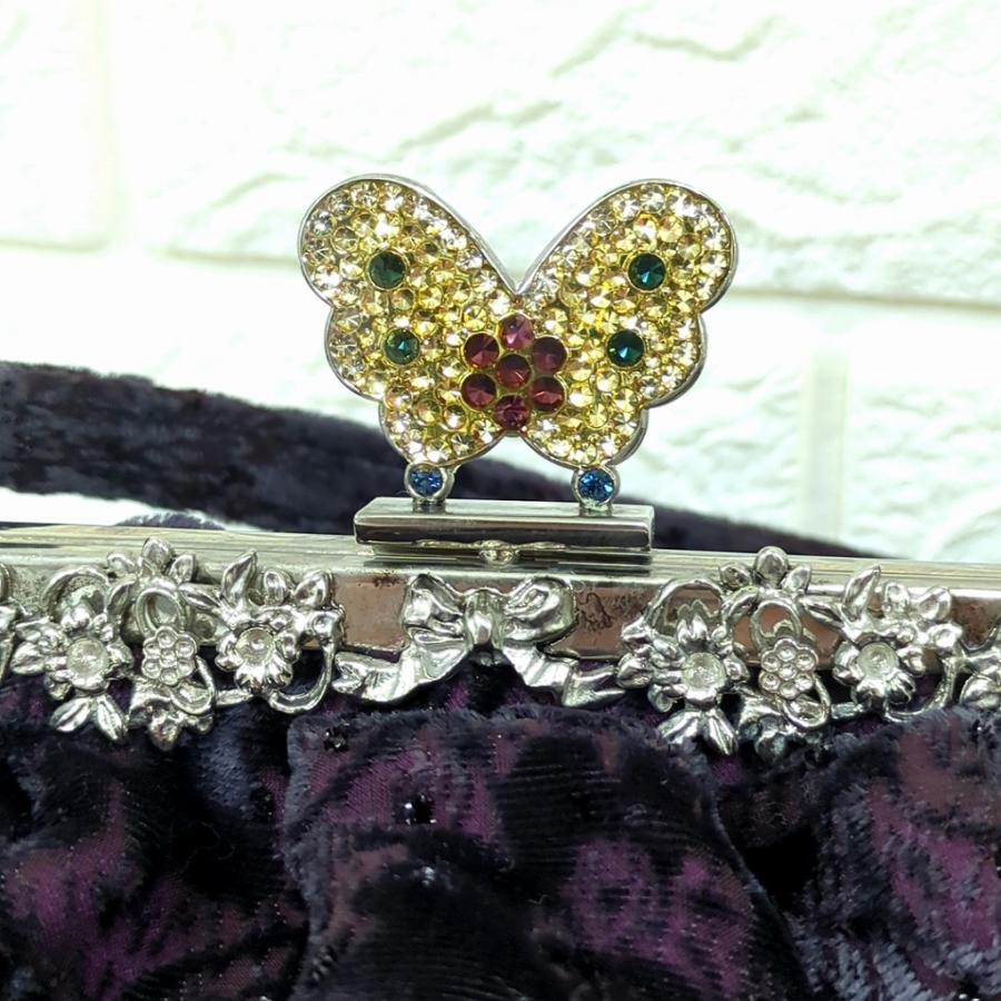 ANNA SUI アナスイ ベロア ハンドバッグ がま口 蝶々 パーティーバッグ ANNA SUI アナスイ ベロア ハンドバッグ がま口 蝶々 パーティー