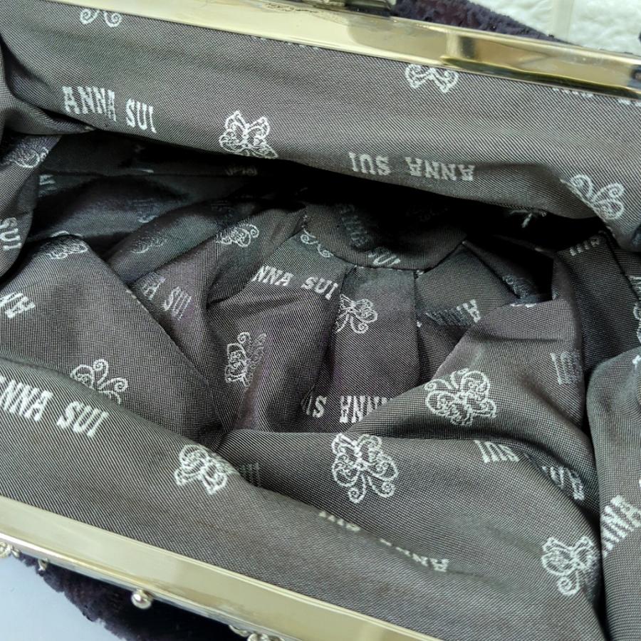 ANNA SUI アナスイ ベロア ハンドバッグ がま口 蝶々 パーティーバッグ ANNA SUI アナスイ ベロア ハンドバッグ がま口 蝶々 パーティー