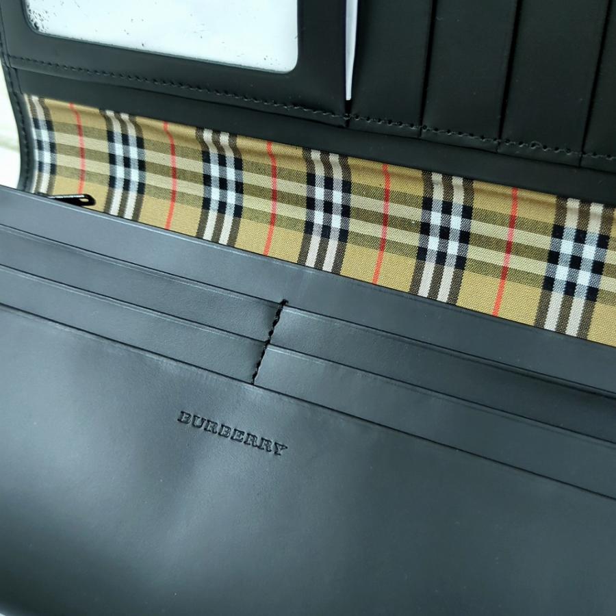BURBERRY バーバリー 長財布 ブラック レザー ノバチェック 小銭入れ