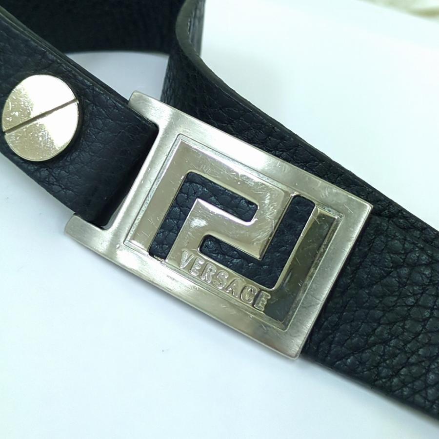 VERSACE ヴェルサーチ レザー　ブレスレット　ブラック　イタリア製_1