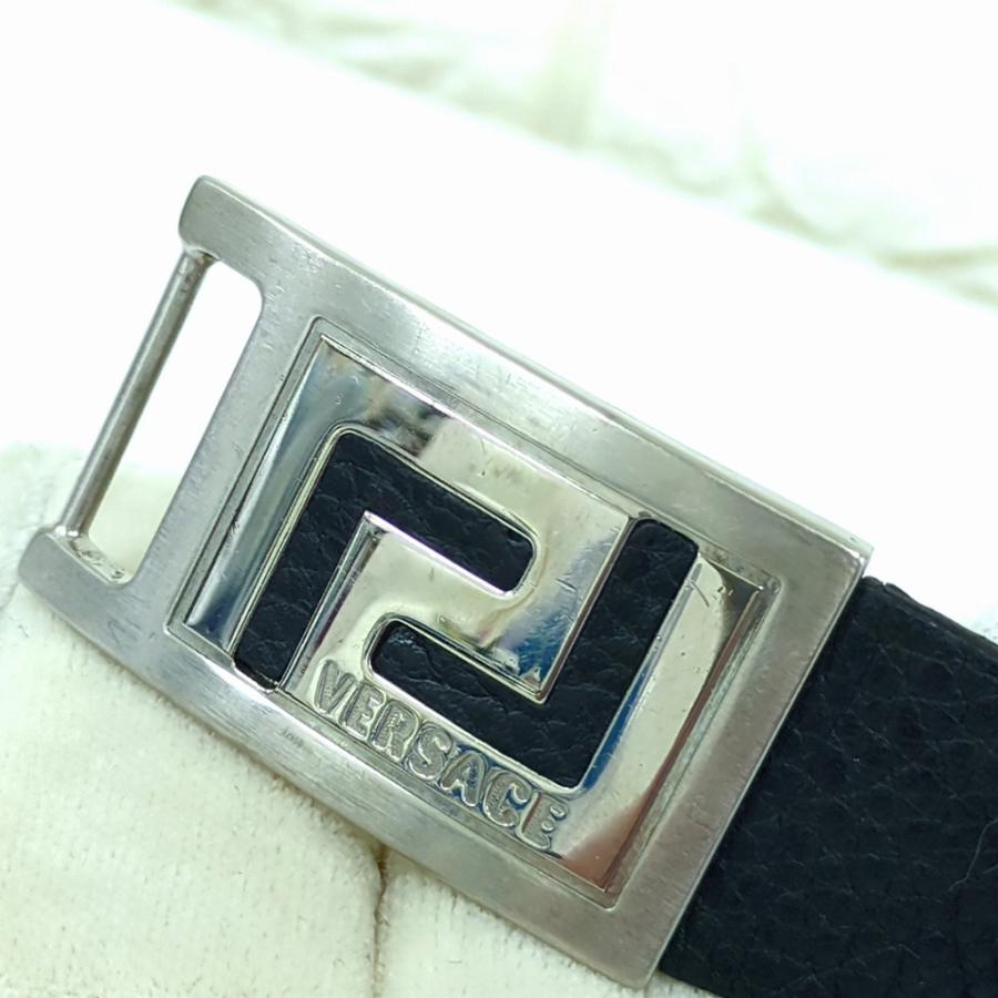 VERSACE ヴェルサーチ レザー　ブレスレット　ブラック　イタリア製_7