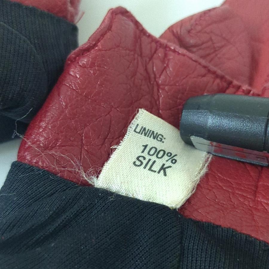 GUCCI（グッチ） 手袋 赤 レザー シルク ホースビット グローブ レッド