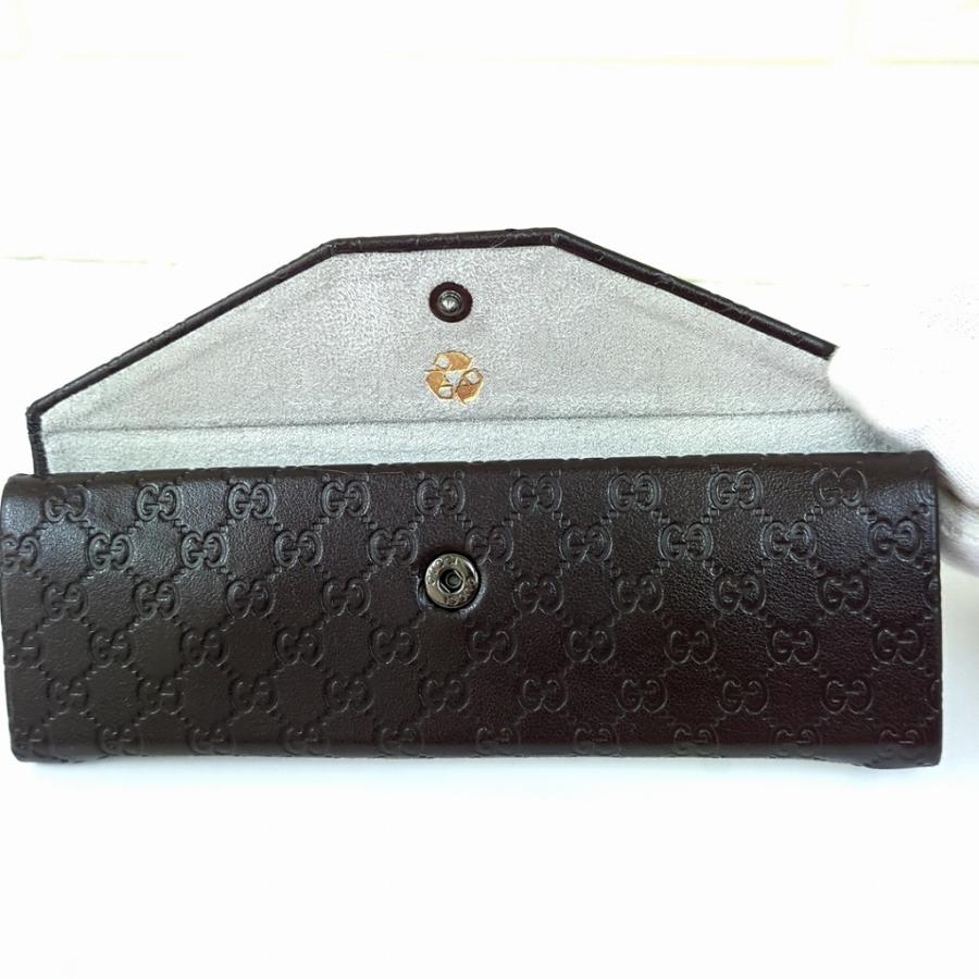 GUCCI（グッチ） メガネケース シマ レザー ダークブラウン グッチシマ