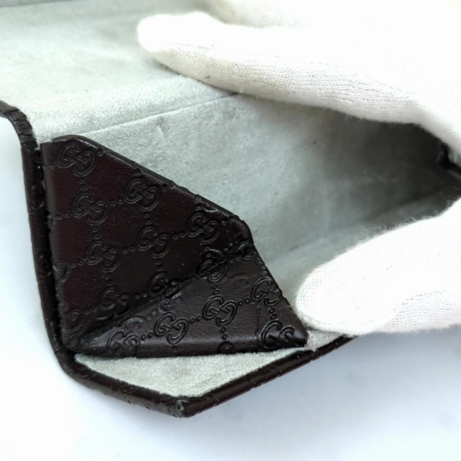 GUCCI（グッチ） メガネケース シマ レザー ダークブラウン グッチシマ