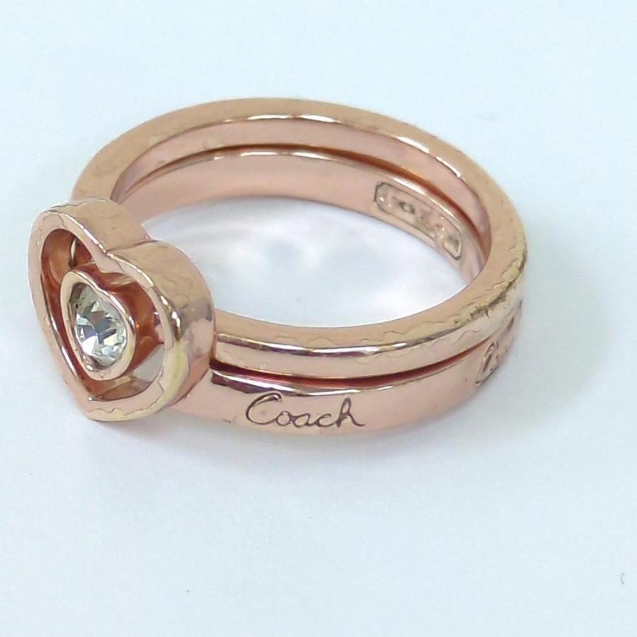 COACH（コーチ） 2連 ハートモチーフ リング 約9号 ピンクゴールド