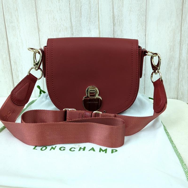 LONGCHAMP ロンシャン レザー ショルダーバッグ レッド モーリシャス製 