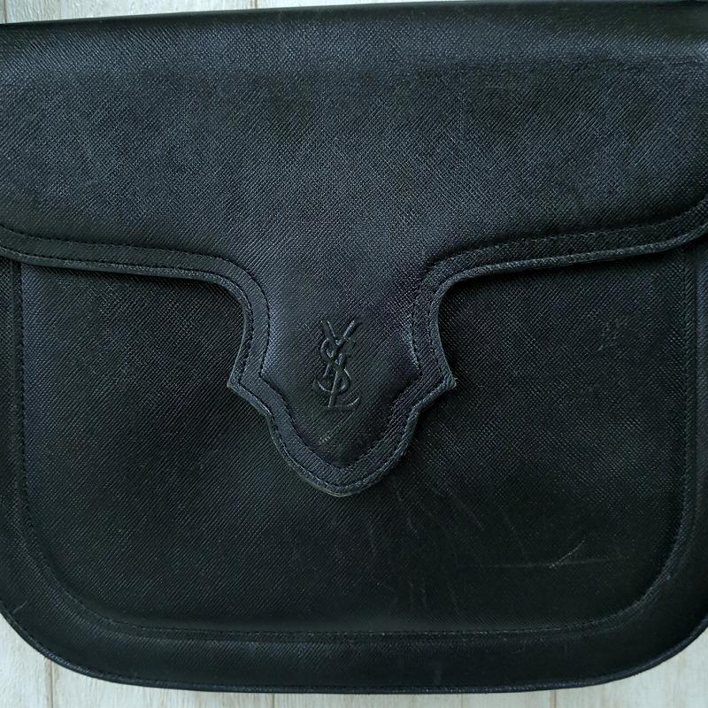 YSL イヴサンローラン レザー フラップ ワン ショルダーバッグ ２WAY ブラック_1