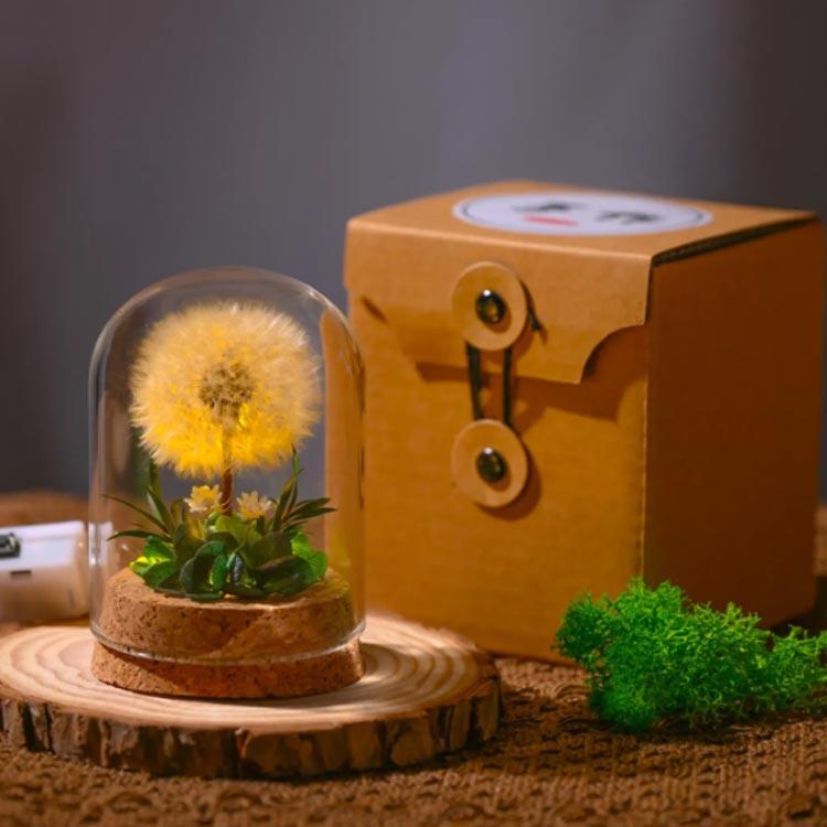 ドライフラワー プリザーブドフラワー ガラスドーム タンポポ コルク瓶 小さい ミニ 小さめ 花 夏 インテリアフラワー 飾り LED 玄関 卓上 置 |  | 02