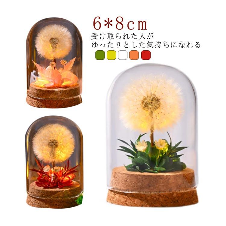 ドライフラワー プリザーブドフラワー ガラスドーム タンポポ コルク瓶 小さい ミニ 小さめ 花 夏 インテリアフラワー 飾り LED 玄関 卓上 置 |  | 05